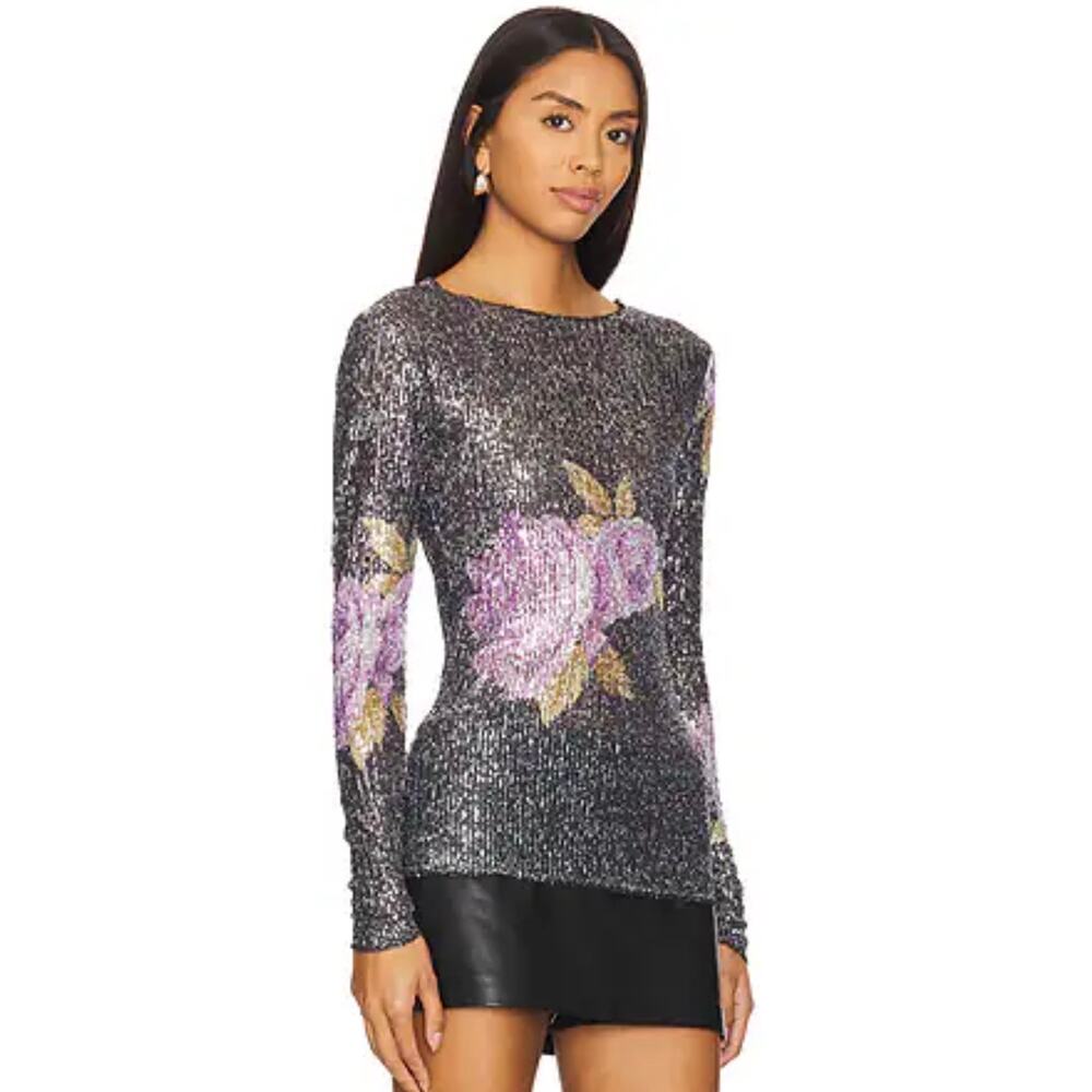 Intimately FP Printed Gold Rush Long Sleeve in Black Combo Size XS NWOT